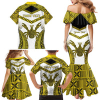 Personalised Niue The Rock Of Polynesia Family Matching Mermaid Dress and Hawaiian Shirt Peniamina Gospel Day Yellow Version LT05 - Polynesian Pride