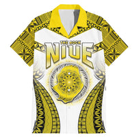 Personalised Niue The Rock Of Polynesia Family Matching Mermaid Dress and Hawaiian Shirt Peniamina Gospel Day Yellow Version LT05 Dad's Shirt - Short Sleeve Yellow - Polynesian Pride