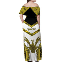 Personalised Niue The Rock Of Polynesia Off Shoulder Maxi Dress Peniamina Gospel Day Yellow Version LT05 - Polynesian Pride