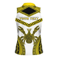 Personalised Niue The Rock Of Polynesia Women Sleeveless Polo Shirt Peniamina Gospel Day Yellow Version LT05 - Polynesian Pride