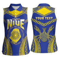 Personalised Niue The Rock Of Polynesia Women Sleeveless Polo Shirt Peniamina Gospel Day Blue Version LT05 - Polynesian Pride