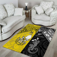 New Zealand Maori And Niue Hiapo Area Rug Lizard And Coconut Crab Together LT05 - Polynesian Pride