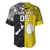Custom New Zealand Maori And Niue Hiapo Baseball Jersey Lizard And Coconut Crab Together LT05 - Polynesian Pride