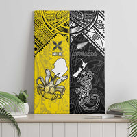 New Zealand Maori And Niue Hiapo Canvas Wall Art Lizard And Coconut Crab Together LT05 - Polynesian Pride