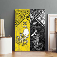 New Zealand Maori And Niue Hiapo Canvas Wall Art Lizard And Coconut Crab Together LT05 - Polynesian Pride