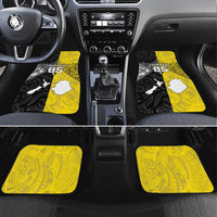 New Zealand Maori And Niue Hiapo Car Mats Lizard And Coconut Crab Together LT05 Set 4pcs Yellow - Polynesian Pride