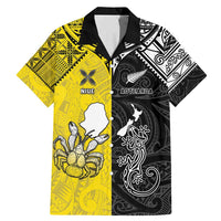 Custom New Zealand Maori And Niue Hiapo Family Matching Mermaid Dress and Hawaiian Shirt Lizard And Coconut Crab Together LT05 Dad's Shirt - Short Sleeve Yellow - Polynesian Pride