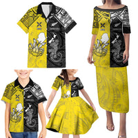Custom New Zealand Maori And Niue Hiapo Family Matching Puletasi and Hawaiian Shirt Lizard And Coconut Crab Together LT05 - Polynesian Pride