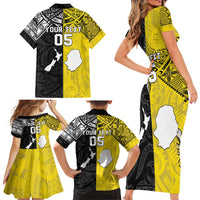 Custom New Zealand Maori And Niue Hiapo Family Matching Short Sleeve Bodycon Dress and Hawaiian Shirt Lizard And Coconut Crab Together LT05 - Polynesian Pride