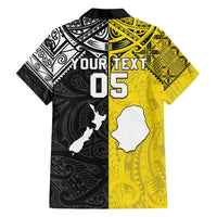 Custom New Zealand Maori And Niue Hiapo Family Matching Short Sleeve Bodycon Dress and Hawaiian Shirt Lizard And Coconut Crab Together LT05 - Polynesian Pride