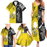Custom New Zealand Maori And Niue Hiapo Family Matching Summer Maxi Dress and Hawaiian Shirt Lizard And Coconut Crab Together LT05 - Polynesian Pride