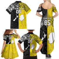 Custom New Zealand Maori And Niue Hiapo Family Matching Summer Maxi Dress and Hawaiian Shirt Lizard And Coconut Crab Together LT05 - Polynesian Pride