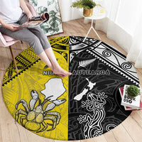 New Zealand Maori And Niue Hiapo Round Carpet Lizard And Coconut Crab Together LT05 - Polynesian Pride