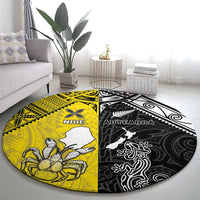 New Zealand Maori And Niue Hiapo Round Carpet Lizard And Coconut Crab Together LT05 - Polynesian Pride