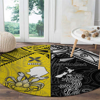 New Zealand Maori And Niue Hiapo Round Carpet Lizard And Coconut Crab Together LT05 - Polynesian Pride