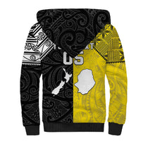 Custom New Zealand Maori And Niue Hiapo Sherpa Hoodie Lizard And Coconut Crab Together LT05 - Polynesian Pride