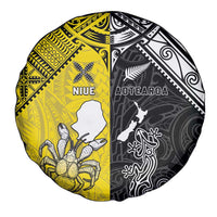 New Zealand Maori And Niue Hiapo Spare Tire Cover Lizard And Coconut Crab Together LT05 - Polynesian Pride