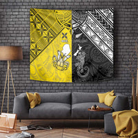 New Zealand Maori And Niue Hiapo Tapestry Lizard And Coconut Crab Together LT05 Yellow - Polynesian Pride