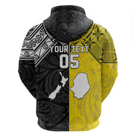 Custom New Zealand Maori And Niue Hiapo Zip Hoodie Lizard And Coconut Crab Together LT05 - Polynesian Pride