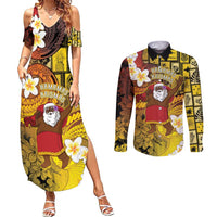 Papua New Guinea Retro Christmas Couples Matching Summer Maxi Dress and Long Sleeve Button Shirt Hamamas Krismas - Polynesian Pride