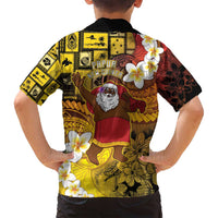 Papua New Guinea Retro Christmas Family Matching Off Shoulder Short Dress and Hawaiian Shirt Hamamas Krismas - Polynesian Pride