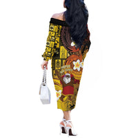 Papua New Guinea Retro Christmas Off The Shoulder Long Sleeve Dress Hamamas Krismas LT05 - Polynesian Pride