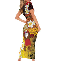 Papua New Guinea Retro Christmas Short Sleeve Bodycon Dress Hamamas Krismas LT05 - Polynesian Pride