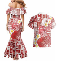 Tonga Christmas Couples Matching Mermaid Dress and Hawaiian Shirt Kilisimasi Fiefia Retro Style Red LT05 - Polynesian Pride