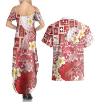 Tonga Christmas Couples Matching Summer Maxi Dress and Hawaiian Shirt Kilisimasi Fiefia Retro Style Red LT05 - Polynesian Pride
