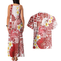 Tonga Christmas Couples Matching Tank Maxi Dress and Hawaiian Shirt Kilisimasi Fiefia Retro Style Red LT05 - Polynesian Pride