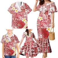 Tonga Christmas Family Matching Mermaid Dress and Hawaiian Shirt Kilisimasi Fiefia Retro Style Red LT05 - Polynesian Pride