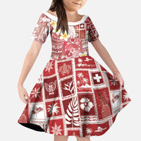 Tonga Christmas Family Matching Puletasi and Hawaiian Shirt Kilisimasi Fiefia Retro Style Red LT05 Daughter's Dress Red - Polynesian Pride