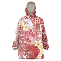 Tonga Christmas Wearable Blanket Hoodie Kilisimasi Fiefia Retro Style Red LT05 One Size Red - Polynesian Pride