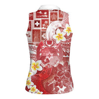 Tonga Christmas Women Sleeveless Polo Shirt Kilisimasi Fiefia Retro Style Red LT05 - Polynesian Pride