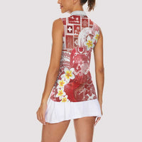 Tonga Christmas Women Sleeveless Polo Shirt Kilisimasi Fiefia Retro Style Red LT05 - Polynesian Pride