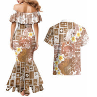 Tonga Christmas Couples Matching Mermaid Dress and Hawaiian Shirt Kilisimasi Fiefia Retro Style Brown LT05 - Polynesian Pride