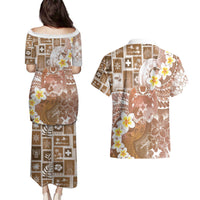 Tonga Christmas Couples Matching Puletasi and Hawaiian Shirt Kilisimasi Fiefia Retro Style Brown LT05 - Polynesian Pride