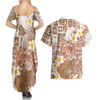 Tonga Christmas Couples Matching Summer Maxi Dress and Hawaiian Shirt Kilisimasi Fiefia Retro Style Brown LT05 - Polynesian Pride