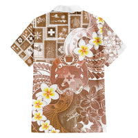 Tonga Christmas Family Matching Off The Shoulder Long Sleeve Dress and Hawaiian Shirt Kilisimasi Fiefia Retro Style Brown LT05 - Polynesian Pride