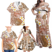 Tonga Christmas Family Matching Off Shoulder Maxi Dress and Hawaiian Shirt Kilisimasi Fiefia Retro Style Brown LT05 - Polynesian Pride