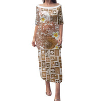 Tonga Christmas Family Matching Puletasi and Hawaiian Shirt Kilisimasi Fiefia Retro Style Brown LT05 Mom's Dress Brown - Polynesian Pride