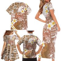 Tonga Christmas Family Matching Short Sleeve Bodycon Dress and Hawaiian Shirt Kilisimasi Fiefia Retro Style Brown LT05 - Polynesian Pride