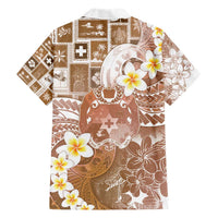 Tonga Christmas Family Matching Short Sleeve Bodycon Dress and Hawaiian Shirt Kilisimasi Fiefia Retro Style Brown LT05 - Polynesian Pride