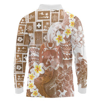 Tonga Christmas Long Sleeve Polo Shirt Kilisimasi Fiefia Retro Style Brown LT05 - Polynesian Pride