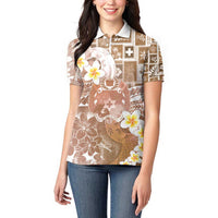 Tonga Christmas Women Polo Shirt Kilisimasi Fiefia Retro Style Brown - Polynesian Pride