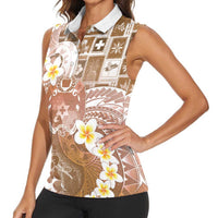 Tonga Christmas Women Sleeveless Polo Shirt Kilisimasi Fiefia Retro Style Brown LT05 - Polynesian Pride