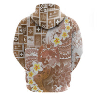 Tonga Christmas Zip Hoodie Kilisimasi Fiefia Retro Style Brown - Polynesian Pride