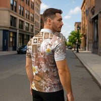 Tonga Christmas Zipper Polo Shirt Kilisimasi Fiefia Retro Style Brown LT05 - Polynesian Pride