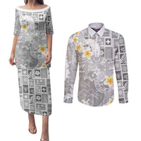 Tonga Christmas Couples Matching Puletasi and Long Sleeve Button Shirt Kilisimasi Fiefia Retro Style White LT05 White - Polynesian Pride