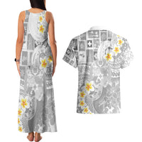Tonga Christmas Couples Matching Tank Maxi Dress and Hawaiian Shirt Kilisimasi Fiefia Retro Style White LT05 - Polynesian Pride